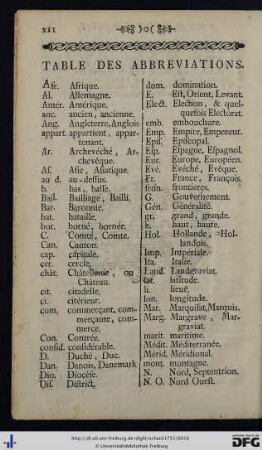 Table des Abbreviations.