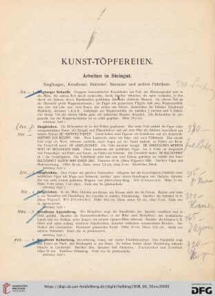 Kunst-Töpfereien (Nr. 1-82)
