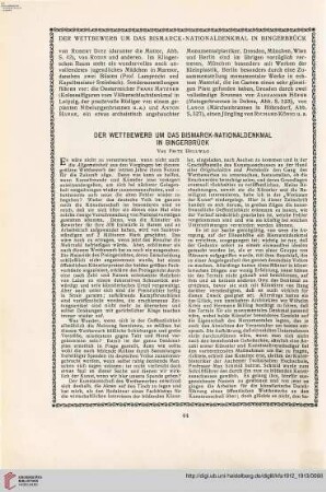 Der Wettbewerb um das Bismarck-Nationaldenkmal in Bingerbrück