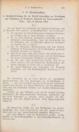 IX. Denkmalspflege