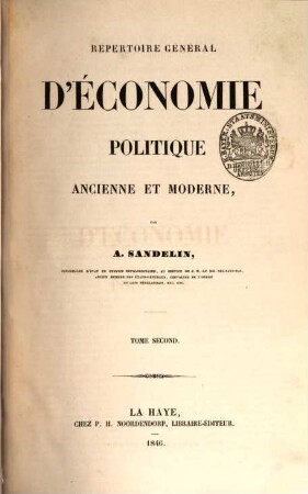 Repertoire général d'économie politique ancienne et moderne, II
