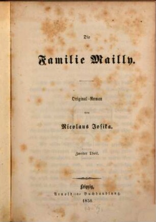 Die Familie Mailly : Original-Roman, 2