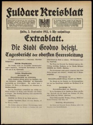 Zweite Ausgabe vom Freitag, den 03. September 1915.