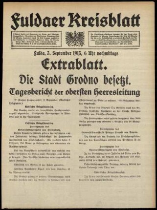 Zweite Ausgabe vom Freitag, den 03. September 1915.