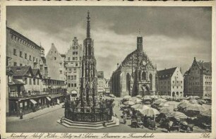 Nürnberg. Adolf Hitler-Platz mit Schöner-Brunnen u. Frauenkirche