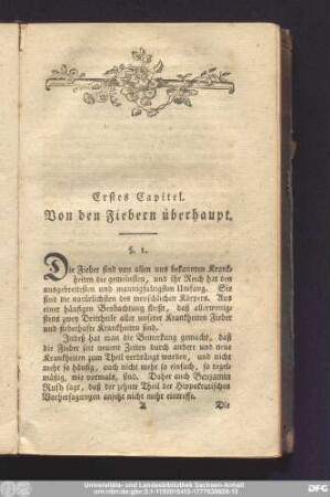 Erstes Capitel. Von den Fiebern überhaupt.
