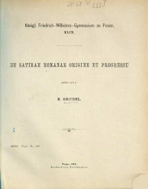 De satirae Romanae origine et progressu