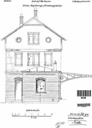 Warthausen: Empfangsgeb.Verwaltungsgeb. Vergrößerung Giebelansicht (Anbau/Altbau)