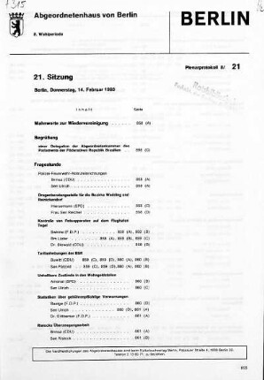 Nr. 21, 14. Februar 1980