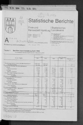 Bevölkerungsentwicklung April 1990 : Lfd. Nr. 1