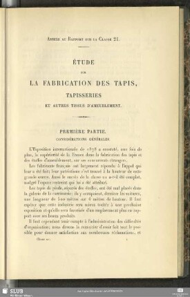 Première Partie. Considérations Générales
