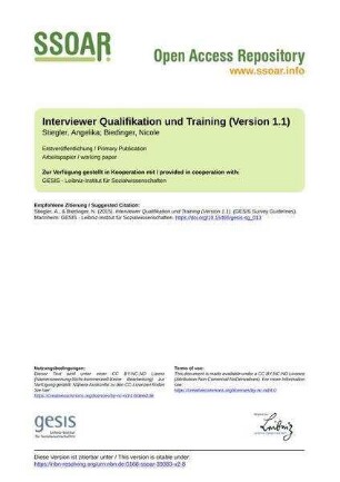 Interviewer Qualifikation und Training (Version 1.1)