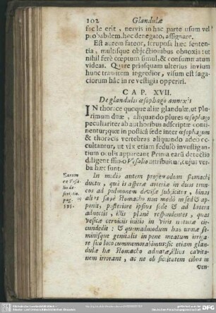 Cap. XVII. De glandulis oesophago annexis