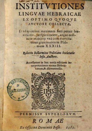 Institutiones linguae Hebraicae ...