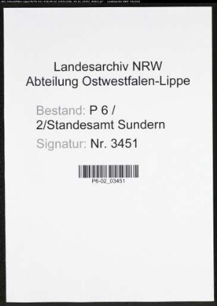 Heiratsregister Standesamt Sundern