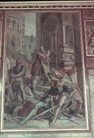 Nordwand, Mittelbild: Dietrich von Bern überwältigt Hagen