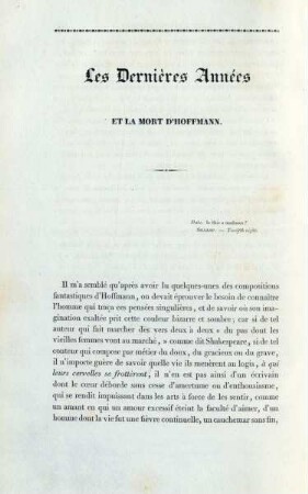 Les Dernières Années et la Mort d'Hoffmann