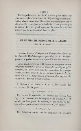 Sur un problème proposé par M. E. Amigues.
