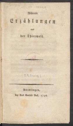 Rührende Erzählungen aus der Thierwelt
