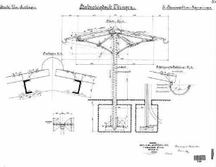 Mengen: Empfangsgebäude Bahnsteigdach Binder