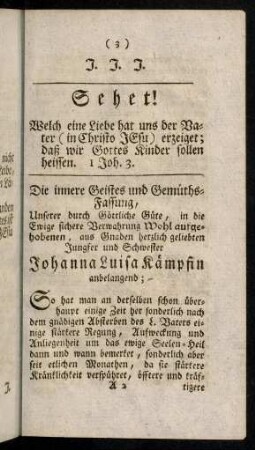 3-13, J.J.J. Sehet! Welch eine Liebe hat uns der Vater ...