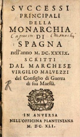 Successi principali della monarchia di Spagna nell'anno MDCXXXIX