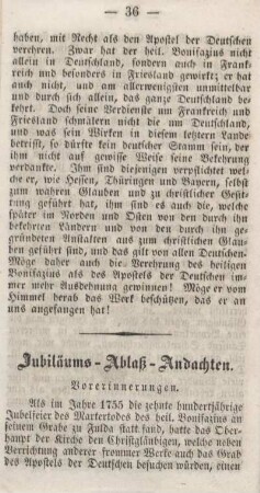 Jubiläums-Ablaß-Andachten. Vorerinnerungen.