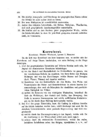 Über Ziel und Methode des geographischen Unterrichts : [Korreferat]
