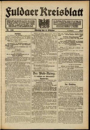Ausgabe vom Montag, den 15. Oktober 1917.