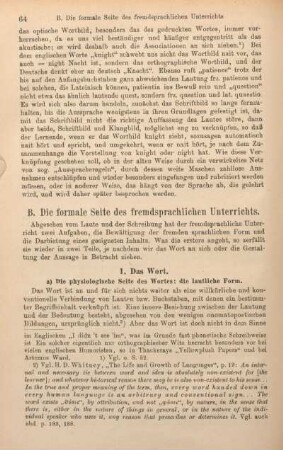 B. Die formale Seite des fremdsprachlichen Unterrichts.