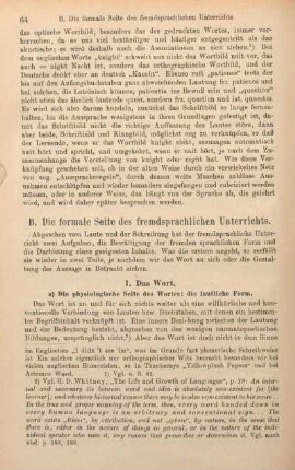 B. Die formale Seite des fremdsprachlichen Unterrichts.