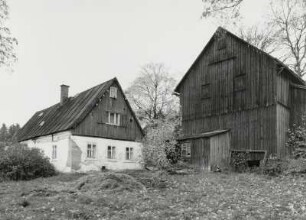 Raun, Bauernhof : Bad Brambach, Raun. Bauernhof. Wohnstallhaus mit Scheune. Straßenansicht