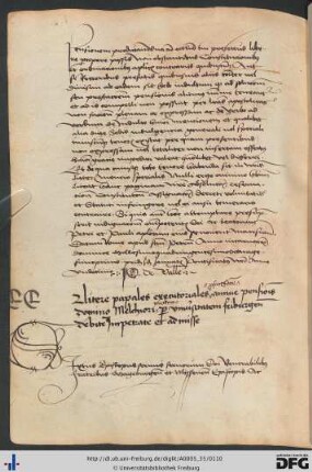 [fol. 49] (20.06.1482) Bischof Otto von Konstanz bewilligt der Universität Freiburg nach Vorlage päpstlicher Entscheidungen, daß die Pfarrei Ehingen nach Resignation des Melchior von Meckau durch einen Vikar versehen wird.