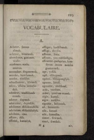 Vocabulaire.