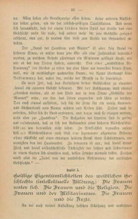 Kapitel 5. Geistige Eigentümlichkeiten des weiblichen Geschlechts (intellektuelle Bildung.) ...