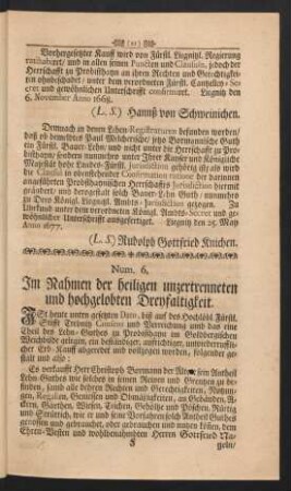 Num. 6. Im Nahmen der heiligen unzertrenneten und hochgelobten Dreyfaltigkeit.