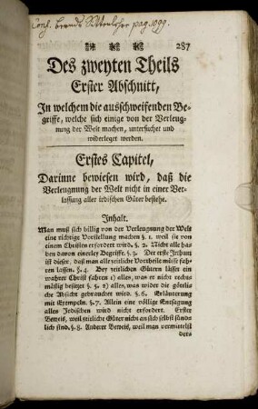 Des zweyten Theils Erster Abschnitt.