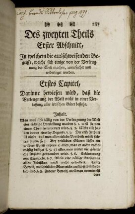 Des zweyten Theils Erster Abschnitt.