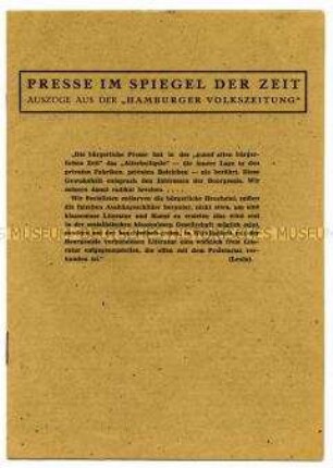 Propagandaschrift der KPD (?) mit Pressebeiträgen der "Hamburger Volkszeitung"