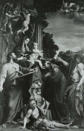 Thronende Madonna mit dem heiligen Matthäus