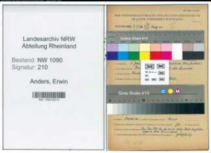 Entnazifizierung Erwin Anders , geb. 06.01.1904 (Metallarbeiter)