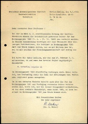 H. Weber an W. Schaefer
