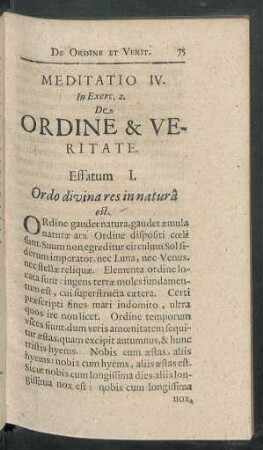 Meditatio IV. In Exerc. 2. De Ordine & Veritate