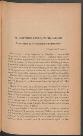El histórico campo de Chacabuco : La estancia de este nombre y su tradición