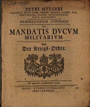 Commentatio iur. de mandatis ducum militarium