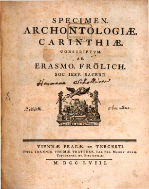 Specimen. Archontologiæ Carinthiæ