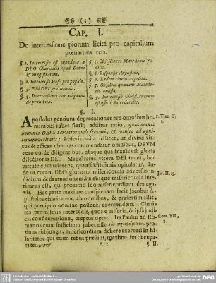 Cap. I. De intercessione piorum licita pro capitalium poenarum reis
