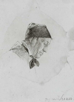Bildnis Veit Hans Schnorr von Carolsfeld. : Bildnis Veit Hans Schnorr von Carolsfeld. Bleistift; 9,5 x 7,1 cm (Blattgröße)