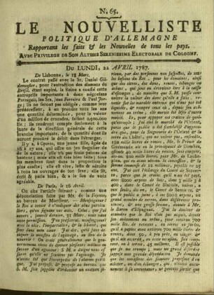 Le nouvelliste politique d'Allemagne. 1780-1787