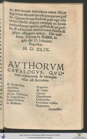 Authorum Catalogus.